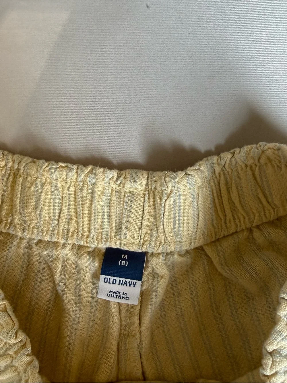Old Navy Light Cream Striped High Waist Women's Shorts